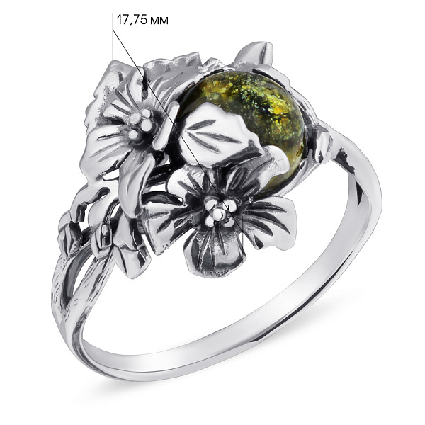 Кольцо из серебра «Цветы» с змеевиком (арт. 7901/2150181Зк) – изображение 2