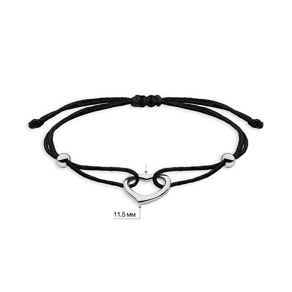 Браслет на шелковой нити с серебряной вставкой (арт. 7309/4163ч) – изображение 2