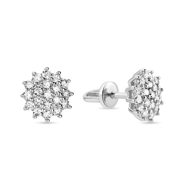 Сережки-пусети з білого золота з діамантами (арт. 2191504202) – зображення 1