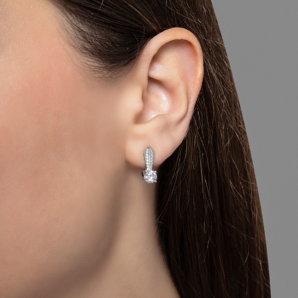 Серьги из белого золота с фианитами (арт. 110452б) – изображение 2