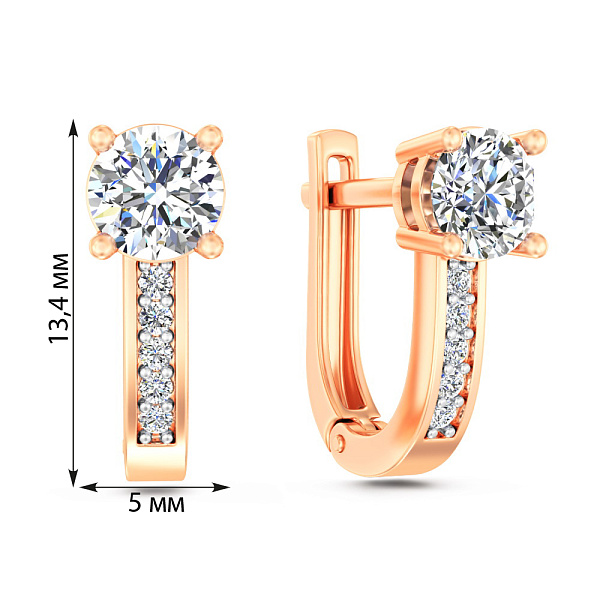 Сережки з червоного золота з фіанітами (арт. 111264) – зображення 5