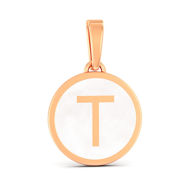 Золотой подвес Буква Т с эмалью (арт. 440995еп) – изображение 1