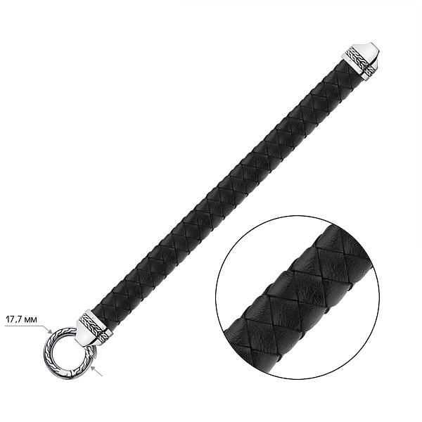 Браслет зі шкіри зі срібними вставками (арт. 7609/4676) – зображення 4