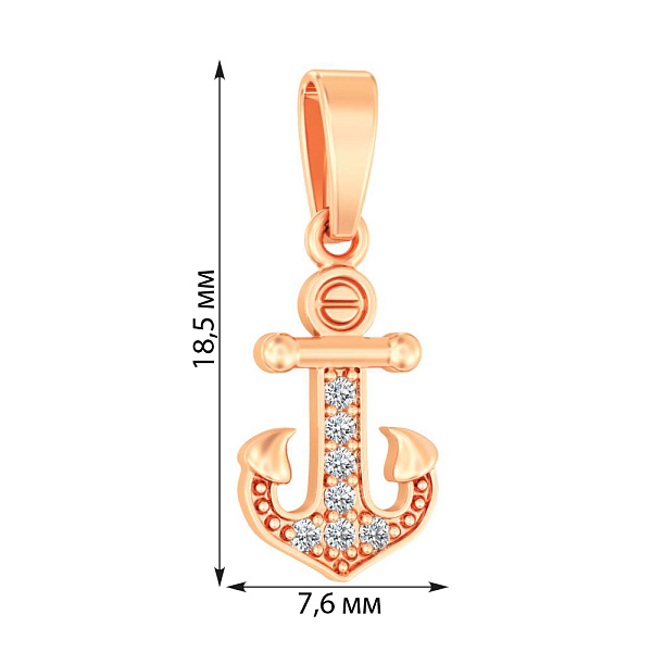 Золотий підвіс "Якір" з фіанітами  (арт. 440722) – зображення 3
