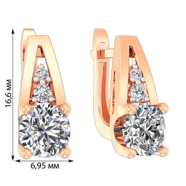 Серьги золотые с фианитами (арт. 111038) – изображение 2
