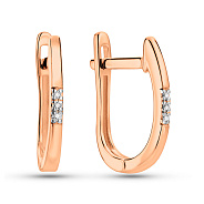 Золотые сережки в красном цвете металла с бриллиантами (арт. С011198)