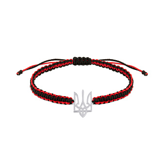 Фото Браслет на нитці Герб України-Тризуб з срібною вставкою (арт. Х340063кч)