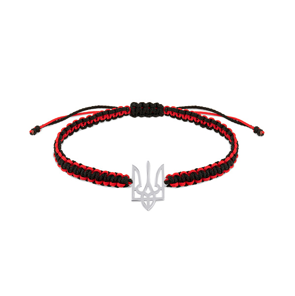 Браслет на нити Герб Украины-Трезубец с серебряной вставкой (арт. Х340063кч) – изображение 1