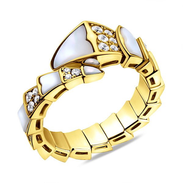 Серебряное кольцо с перламутром и фианитами (арт. 7501/6542жп) – изображение 1