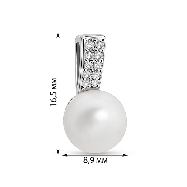 Серебряный кулон с жемчугом и фианитами (арт. 7503/4422жб) – изображение 2