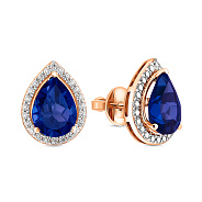 Сережки з червоного золота з кварцом і фіанітами (арт. 111249Пкс)