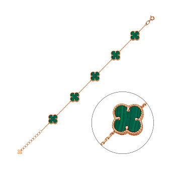 Золотий браслет Конюшина з малахітом (арт. 341495/10млх)