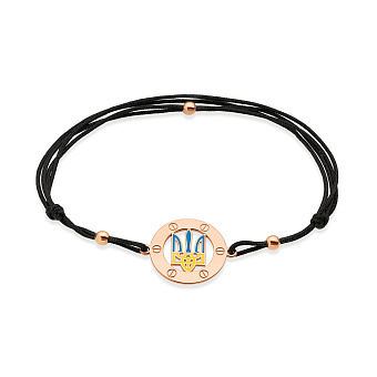 Браслет на нитці Тризуб з золотою вставкою і з емаллю (арт. 340025чесж)