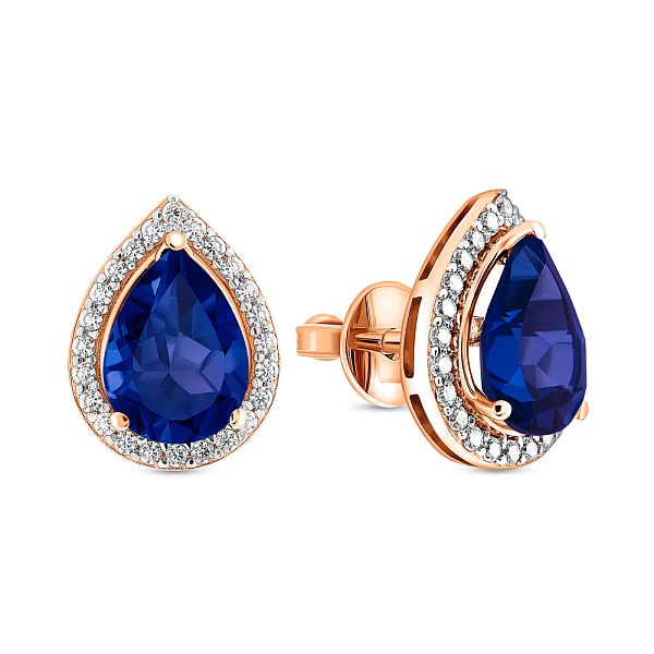 Серьги из красного золота с кварцем и фианитами (арт. 111249Пкс) – изображение 1