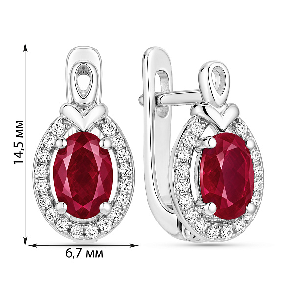 Серебряные серьги с рубином (арт. 7502/10604Р) – изображение 2