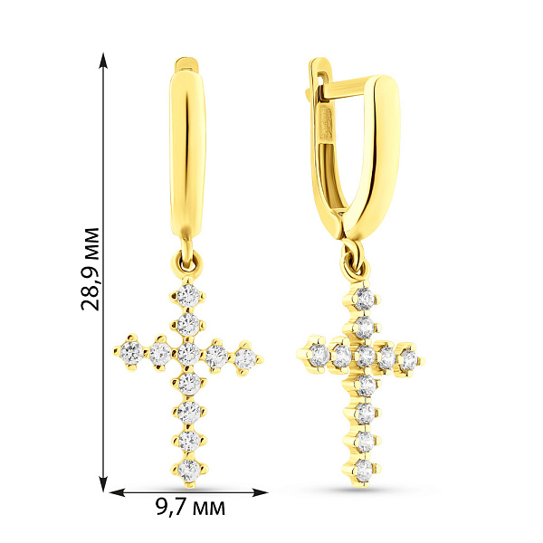 Серьги из желтого золота с фианитами (арт. 104585ж) – изображение 2