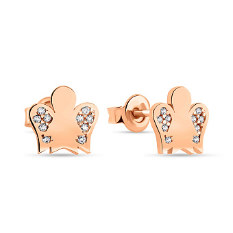 Фото Сережки-пусети "Янголята" з червоного золота (арт. 108793)