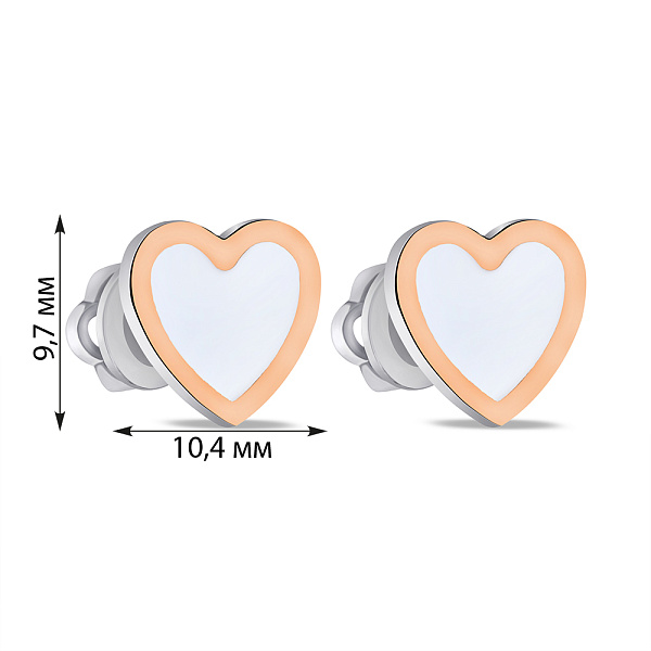 Серьги-пусеты из серебра Сердечки с эмалью (арт. 7218/757ебсю) – изображение 2