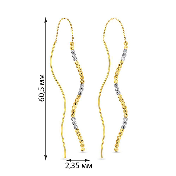 Золотые серьги протяжки без камней (арт. 108270жб) – изображение 2