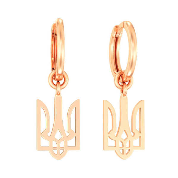 Серьги-подвески Герб Украины-Трезубец из красного золота (арт. 110923) – изображение 1