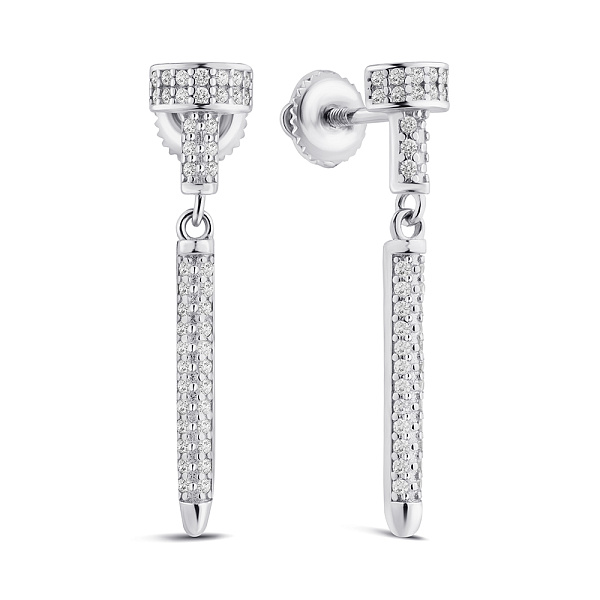 Срібні сережки Цвяхи з розсипом фіанітів (арт. 7518/С2Ф/894) – зображення 1