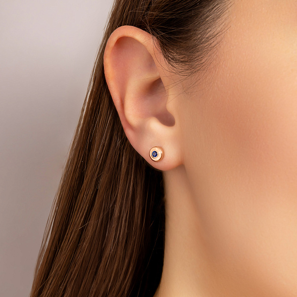 Золотые серьги-пусеты с сапфирами (арт. 2104886201с) – изображение 2