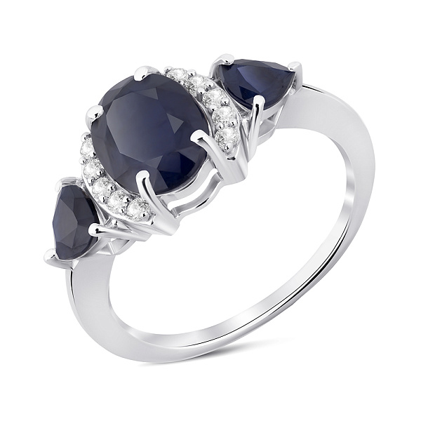 Серебряное кольцо с сапфирами и фианитами (арт. 7501/2098386Спс) – изображение 1