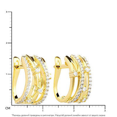 Сережки Синергия из желтого золота с фианитами (арт. 110185ж)