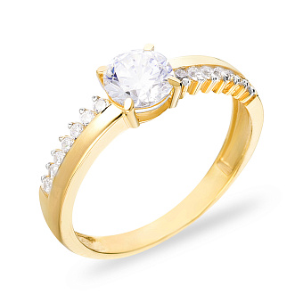 Фото Каблучка з жовтого золота з білими фіанітами (арт. 140333ж)