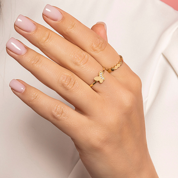 Золотое кольцо в желтом цвете металла без вставок (арт. 141130ж) – изображение 2