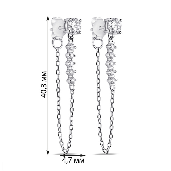 Серьги из серебра с фианитами (арт. 7518/7047) – изображение 2