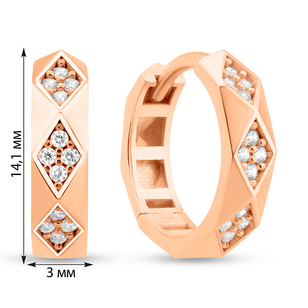 Серьги-кольца золотые с фианитами (арт. 1091522/15) – изображение 4