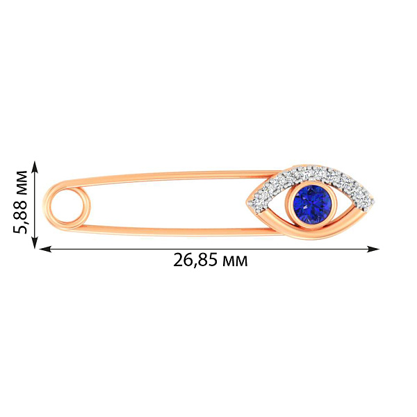 Булавка "Глаз" из золота с фианитами (арт. 360106с) – изображение 2