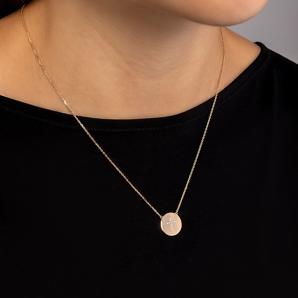 Колье из красного золота с фианитами (арт. 360153) – изображение 3