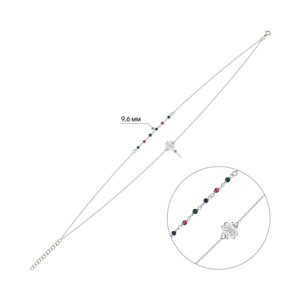Золотой браслет на ногу с фианитами (арт. 326976бцвн) – изображение 2