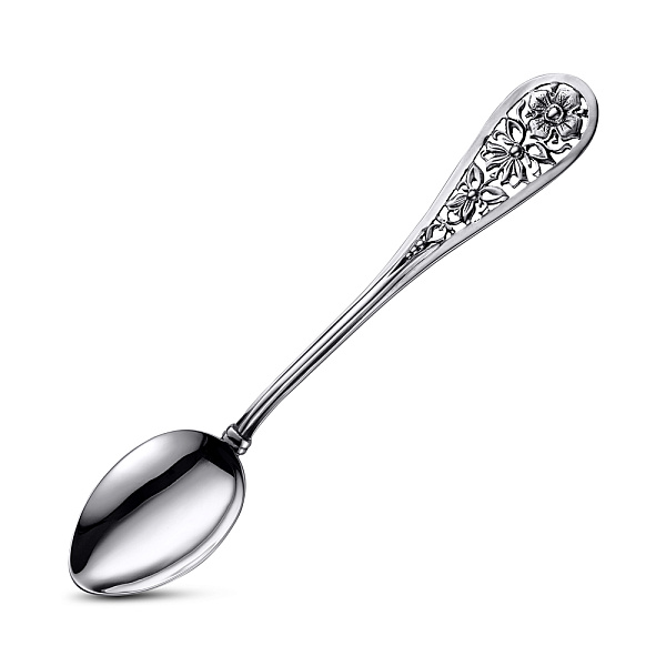 Серебряная чайная ложка "Цветы" (арт. 7922/8100137) – изображение 1