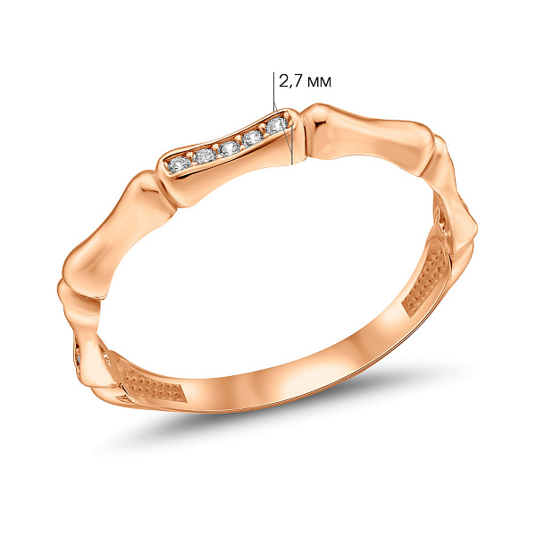 Кольцо из красного золота с фианитами (арт. 156399) – изображение 3