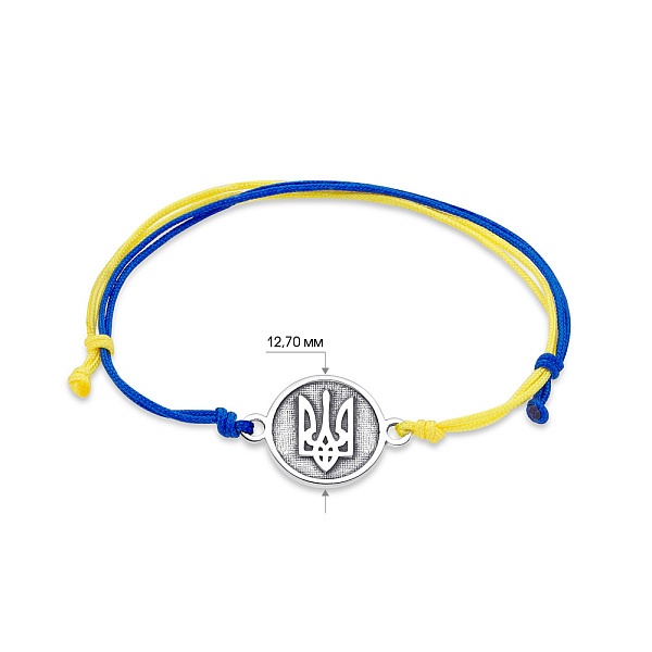 Браслет на нити Трезубец-Герб Украины с серебряной вставкой (арт. 7309/455брпсж) – изображение 2