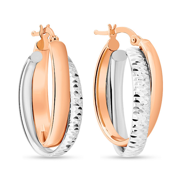 Серьги-кольца из комбинированного золота (арт. 108675/25кб) – изображение 1