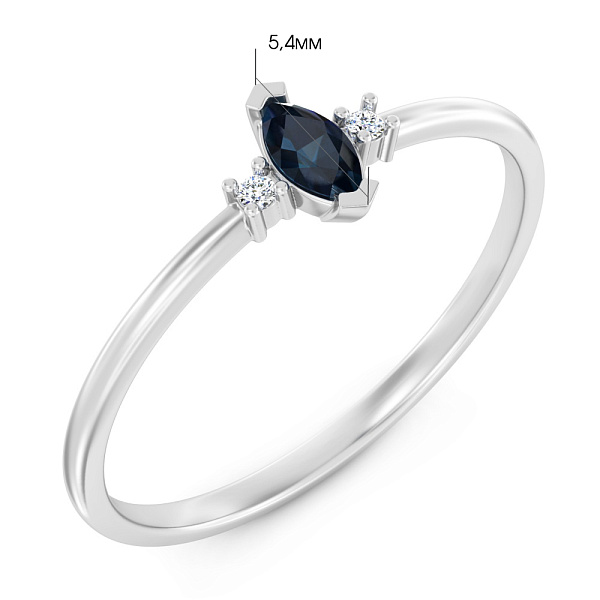 Кольцо из белого золота с сапфиром и бриллиантами (арт. К011357бс) – изображение 2
