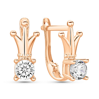 Дитячі золоті сережки Корона з фіанітами (арт. 1091248)