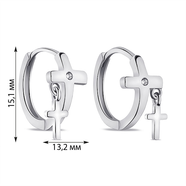 Серьги из серебра с подвесками и фианитами (арт. 7502/9308/15) – изображение 2