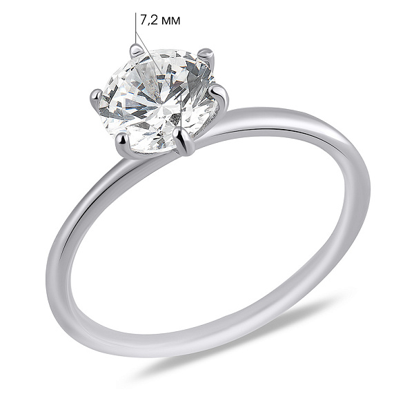 Кольцо серебряное с одним фианитом (арт. 7501/7060) – изображение 2