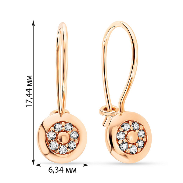 Детские сережки с фианитами из красного золота (арт. 103668) – изображение 2
