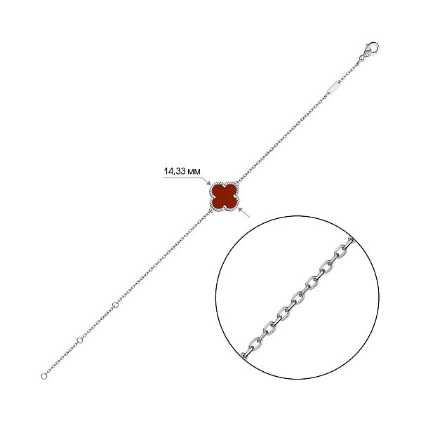 Серебряный браслет Клевер с сердоликом (арт. 7509/933/15Срдк) – изображение 2