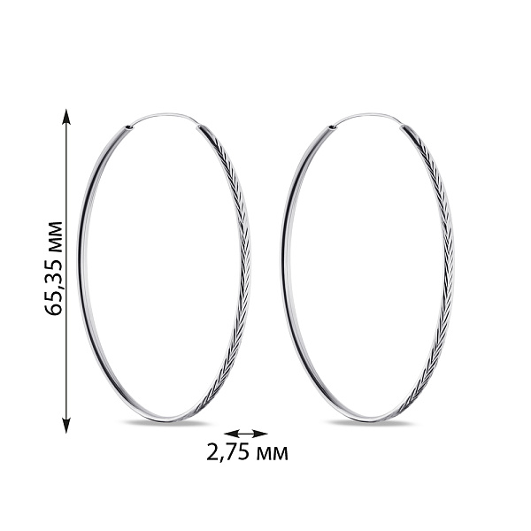 Серьги-кольца из серебра без камней (арт. 7502/4366/65) – изображение 2