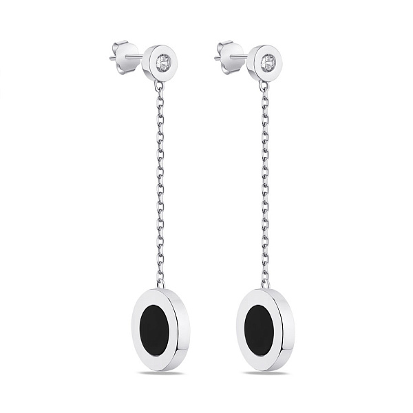 Серебряные серьги с ониксом (арт. 7518/5519о) – изображение 1