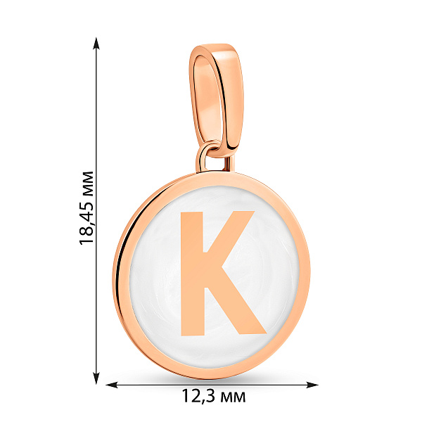 Подвеска Буква К из красного золота с эмалью (арт. 440988еп) – изображение 2