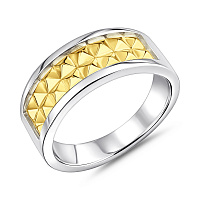 Широка срібна каблучка з жовтими вставками (арт. 7501/8513бж)