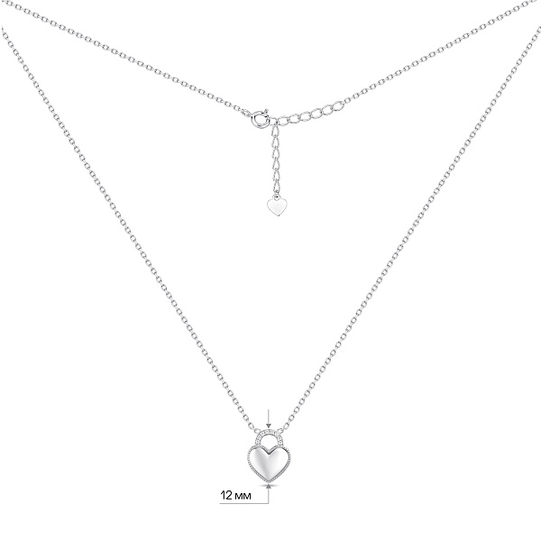 Серебряное колье с подвеской сердце с фианитами (арт. 7507/2651) – изображение 3